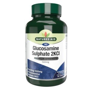 Natures Aid Glucosamine Sulphate 1500mg High Strength – Supports Joint Health, Mobility & Flexibility – Gluten-Free, Non-GMO, Salt-Free Supplement - 90 Tablets