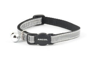 Ancol Gloss Reflective Cat Collar with safety buckle Silver
