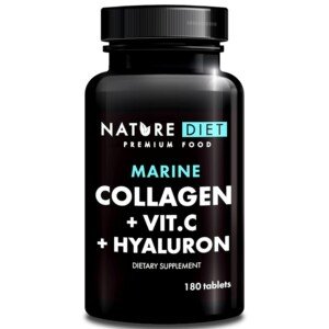 Nature Diet - Marine Collagen with Hyaluronic Acid and Vitamin C, 180 tablets, 500 mg , Peptan F , Fish Collagen