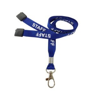 Blue Staff Lanyard with Safety Break & Metal Clip - 45 centimetres Long - Comfortable & Durable Staff Lanyards for Office, School & Events - Professional Blue Design (Pack of 5)