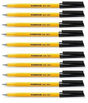 Staedtler Stick 430 Fine Ballpoint Pen 0.3mm Black Regular Ink Flow (Pack of 10) Loose