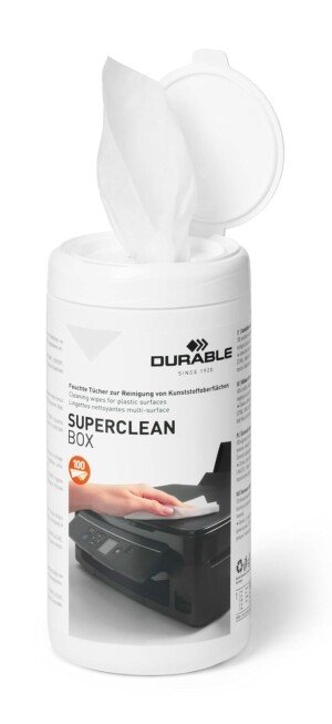 Durable SUPERCLEAN Anti-Static Biodegradable Electronics Cleaning Wipes - for Phones, Tablets, Laptops, Keyboards and PCs - Tub of 100