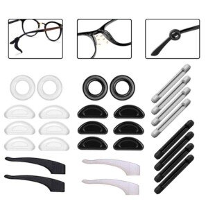 Eyeglass Nose Pads Silicone Anti -Slip Glasses Nose Pad Ear Gripper Holders Eyeglass Temple Tips Sleeve Retainer Extender for Eye Glasses Sunglasses of Adults and Kids,14 Pairs