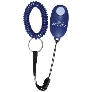 TRIXIE Soft Clicker for puppies and sensitive animals - soft click sound - spiral loop for attachment - quick-release fastener - various colours - random delivery - plastic/PVC/metal - 2298