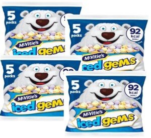 McVities Iced Gems Biscuits 4 Bags of 5, 23g - Party Snack food kids lovers Lunch box Total of 20 x 23g Bags!,