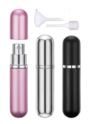 MELLIEX Perfume Atomiser Bottles, Refillable Travel Mini Portable Spray Bottle Set with Funnel Pump and Pipette 6ml Set of 3