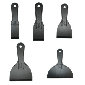 Glosoni 5-Piece Plastic Putty & Paint Scrapers - Specialized Tools for Spackling/Patching/Decal & Wallpaper/Sticker Removal/Car Painting (Black)
