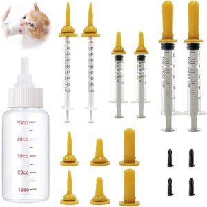 Kitten Bottle,Puppy Syringe Feeder,Pet Feeding Bottle with Nipple Feeding Needle Tubing for Puppy Kitten Squirrels and Other Newborn Pets,Puppy Kitten Whelping Kit