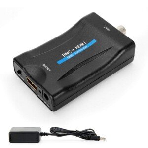 CVBS BNC to HDMI Converter, Composite BNC and Audio Input to HDMI Output Adapter with 720P/1080P Switch, Transfer Analog Video Signal from CCTV Security Camera to HD Monitor Projector Computer