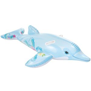 Intex Childrens Inflatable Ride On Lil Dolphin Swimming Pool Fun Accessory, Lite Blue