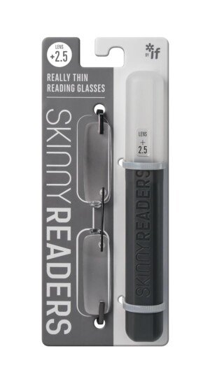 IF Skinny Readers +2.5, Ultra Slim Reading Glasses, Metallic