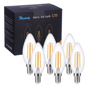 E14 LED Candle Bulbs, 40W Equivalent, 2700K Soft Warm White, Small Edison Screw (SES) Light Bulb, 4W Non-Dimmable Filament, Pack of 6