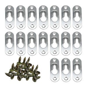 50 Sets Picture Hangers Metal Keyhole Hangers Picture Frame Fasteners with Screws for Picture Frame Mirror Cabinet Rivet Fittings