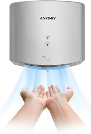 anydry 2630S Compact Hand Dryer Automatic High Speed Electric Hand Dryer,Commercial or Household,Hand Dryer for Toilets.(Slive)