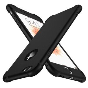 ORETECH Compatible with iPhone 6/6s Case with [2 Pack 9H Tempered Glass Screen Protector] 360 Shockproof Ultra-Thin Anti-Scratch Hard PC Silicone TPU Bumper Rubber Phone Case Cover - Black