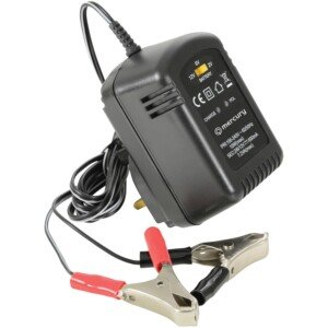 Mercury | Smart Lead Acid Battery Charger 2/6/12V 600mA | Compact Maintainer for Car, Motorcycle, Lawn Mower, Ride-On Toys, AGM, Gel, SLA, VRLA | Polarity Protection – Crocodile Clips, UK Plug