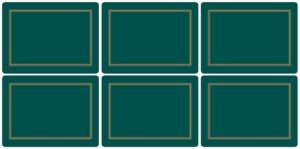 Pimpernel Set of 6 Classic Emerald Placemats - Cork-Backed Table Mats with Heat Resistance and Stain Protection, Suitable for Everyday Dining and Entertaining, 30.5 x 23cm