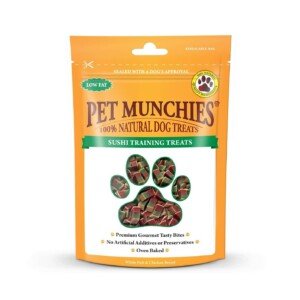 Pet Munchies Sushi Dog Training Treats, Oven Baked Tasty Bites with Natural Real Meat, Low in Fat 50g