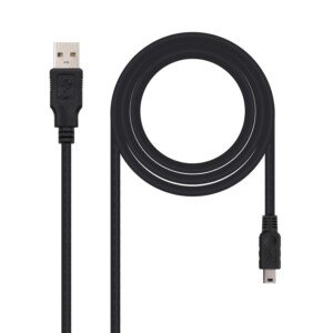 Nanocable 10.01.0401 - USB 2.0 to Mini USB Cable, Main Application for Mobile Phones and Digital Cameras, Type A/M-Mini B/M, Male-Male, Black, 1.0 mts