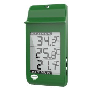 Brannan Digital Max Min Greenhouse Thermometer - Monitor Maximum and Minimum Temperatures For Use In The Garden or Home Indoor Outdoor Greenhouse Accessories Easily Wall Mounted (Green)