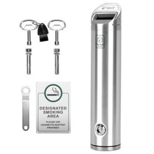 Lockable Wall Mounted Metal Ashtray. Space Saving Cigarette bin Suitable for Outdoor use in Communal Smoking Areas or Smoking Shelters at a Pub, bar, Office, Restaurant, café or Nightclub