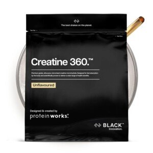 Protein Works | Creatine 360 - Black Innovation, Creatine Monohydrate, Micronised Creatine Powder, 100% Purity, 200 Mesh Ultra Fine Creatine, Energy & Performance, Unflavoured, 333 Servings, 1kg