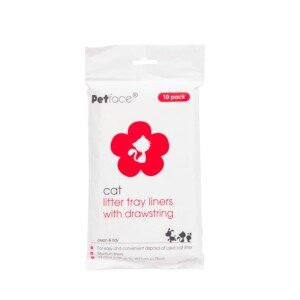 Petface Drawstring Cat Litter Tray Liner, Medium W37 x L5 cm (Pack of 10), Packaging may vary