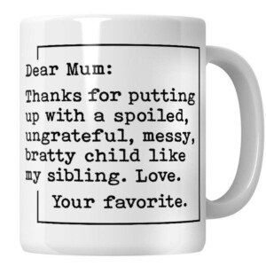 Mum's Love Ceramic Coffee Mug, 11 oz, White, Letter Print, Matte, Scratch Resistant, Birthday & Mother's Day Gift