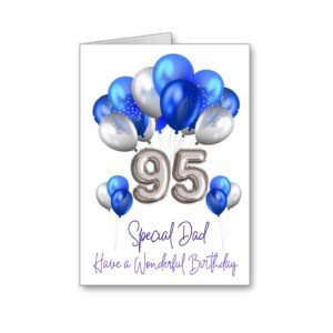 dad Happy 95th Birthday Card 95 age Balloons (envelope Included)