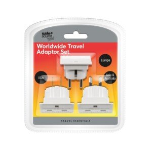 Safe and Sound SA6032 Worldwide Travel Adaptor Set - Three Single Socket Adaptors (full list of countries below)