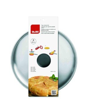 IBILI Tapa voltea Tortillas-Acero Inoxidable-Incluye Receta patatas-26 cm, 26 Centímetros, Plata
