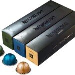 Förpackningsbild av Nespresso Vertuo Coffee Pods, Pack of 30, 10 x Melozio, 10 x Stormio, 10 x Odacio kapslar för Nespresso-maskiner.