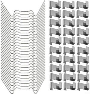 100Pcs Greenhouse Clips for Glass, Stainless Steel Greenhouse Window Clips (50 Greenhouse Glazing W Wire Clips & 50 Greenhouse Glazing Z Clips) for Greenhouse Glass Clips