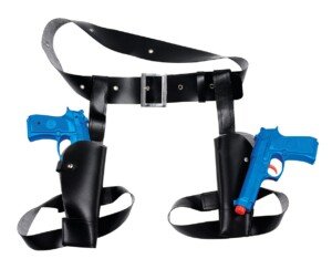 Black Twin Thigh Holster Set with Guns - Perfect Toy Weapons for Film & TV, Historical, World Book Day, Cosplay, Parties, & Gifts Halloween Halloween