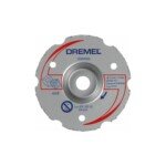 Front view of the Dremel DSM600 Cutting Wheel for DSM20 Compact Saw showcasing its 20 mm cutting depth.