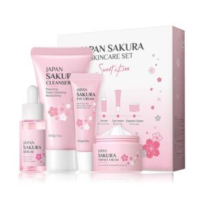 Skincare Set Skin Care for Teenage Girls,4 PCS Skin Care Sets & Kits,Glowing Beauty Skincare Kit, Teenage Skincare Set Products to Cleanse Natural Sakura Blossom Skincare