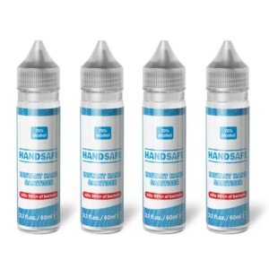 Handsafe - 4 x 60ml Hand Sanitiser Liquid Multipack, Kills 99.9%+ of Bacteria & Viruses, 70% Alcohol Based, Medical Grade, Anti Bacterial Fast Acting Formula
