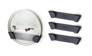 Joseph Joseph Cupboard - Set of 4 Pot and Pan Lid Holders Self Adhesive Wall Mount Storage Organiser, Suitable for Lids from 16 cm to 24 cm, 3M VHB Tape Included, Grey