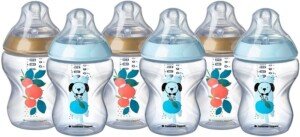 Tommee Tippee Closer to Nature Baby Bottle, Slow Flow Breast-Like Teat with Anti-Colic Valve, 260ml, Pack of 6, Catch Me Quick Blue