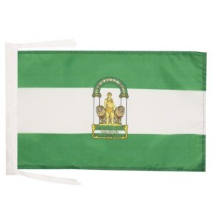 AZ FLAG - Andalusia Flag - 18'' x 12'' - 100% Polyester Spanish region of Andalucía Small Banner with Two Cords - Fade Resistant - Vivid Colors - 18x12 in - 45x30 Cm