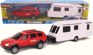 Toyland® Car & Caravan Set Pull Along - 1:32 Scale (Red)