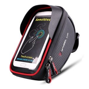 Bike Handlebar Bag, Bicycle Phone Mount, Waterproof Cycling Frame Top Tube Pouch Pannier Bike Phone Holder Stand for iPhone 16 15 14 13 12 11 Pro Max XS 8 Plus Samsung Smartphones up to 6.5''