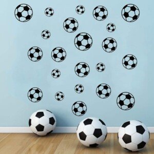OT-NVWOZR 43 PCS Football Stickers, Football Wall Stickers for Boys Room, Vinyl Soccer Ball Wall Art Decals Self-Adhesive Wallpaper for Bedroom Playroom Living Room Window Door Decoration (Style 1)