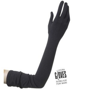 Lycra 60cm - Black Lace Lycra & Neon Gloves for Fancy Dress Costumes Accessory