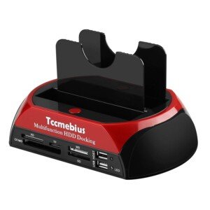 TCC-S862-UK USB 2.0 to 2.5 3.5 Inch SATA IDE Dual Slots External Hard Drive Docking Station with All in 1 Card Reader and USB 2.0 Hub For 2.5" 3.5" IDE SATA I/II/III HDD SSD