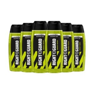 Right Guard Mens 3-in-1 Shower Gel, Energy Burst Body, Face and Hair Wash, Multipack 6 x 250 ml