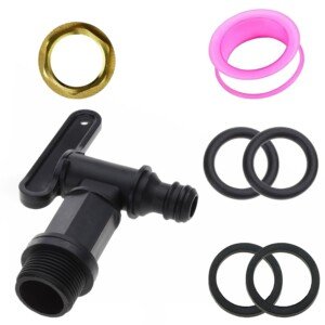 3/4" Water Butt Tap Plastic Snap, BSP Thread Replacement Water Tap with Brass Nut Tap Kit Fit Hosepipe Rain Barrel Water Butts
