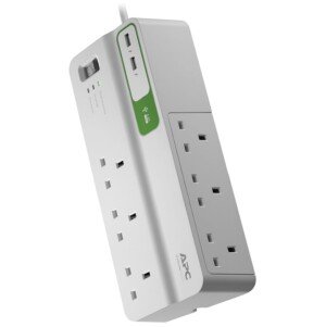 APC Surge Arrest Essential - PM6U-UK - 6 outlets - 2 USB charging ports - Equipment Protection Policy 50.000 €, 270B434