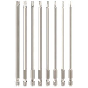 Torx Bit Set Hakkin 8Pcs 150mm Long Star Screwdriver Bit Sets S2 Steel Magnetic Tamper Proof Security Torx Bits 1/4” Hex Shank for Impact Driver Power Hand Tools T9 T10 T15 T20 T25 T27 T30 T40