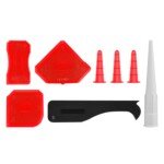 Front view of the Dekton 8pc Caulking Kit, showcasing the complete set for removing old grout and sealants.